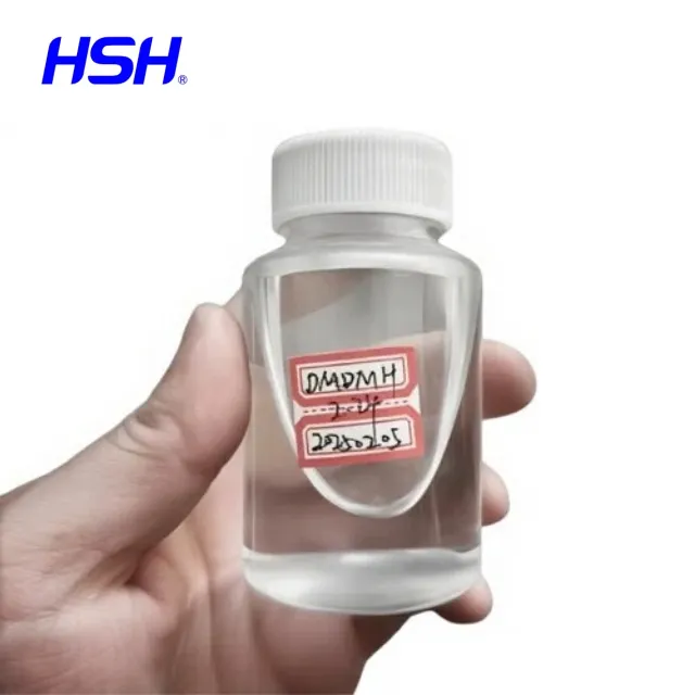 DMDM Hydantoin 55% solution, formaldehyde-releasing cosmetic preservative used in shampoos and personal care products.