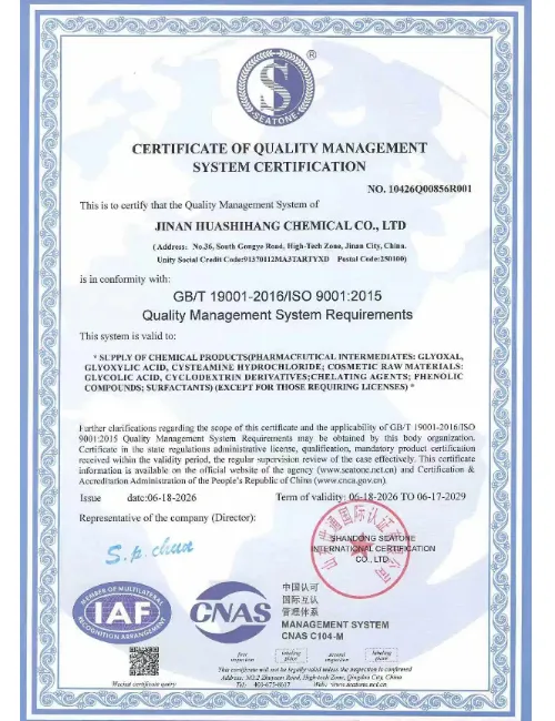 ISO 9001 2015 HSH Chemical